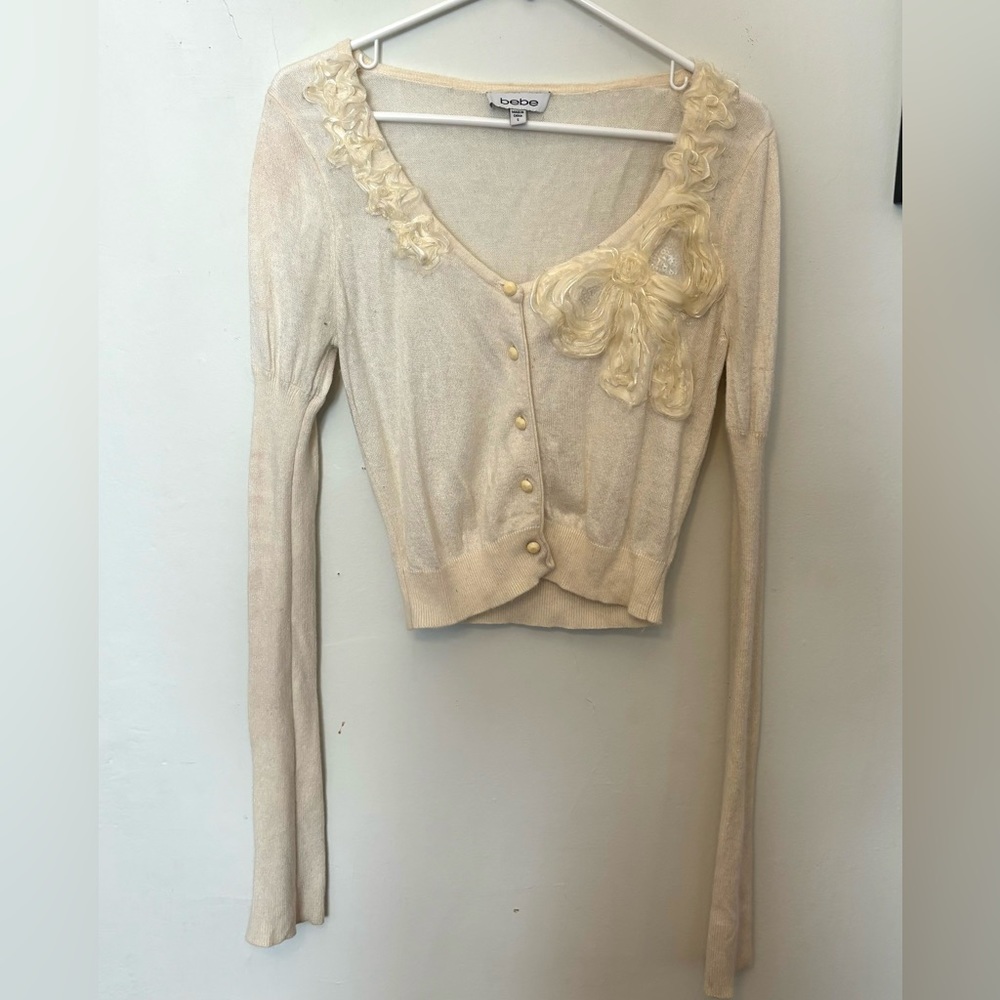Vintage Bebe Cream Colored Sweater Cardigan